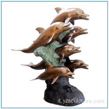 Grandezza naturale scultura bronzo Dolphin per la decorazione del giardino